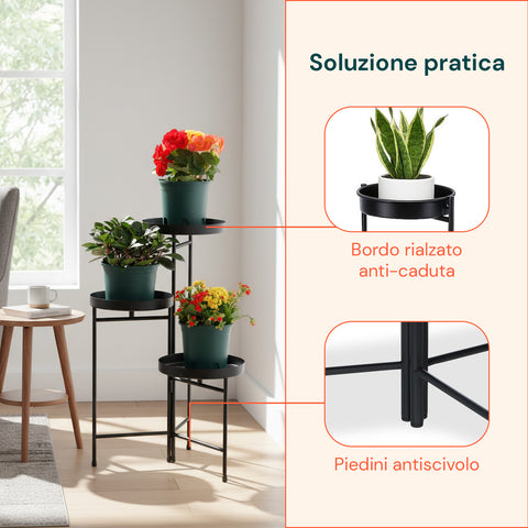 avilia home portavasi in ferro a 3 ripiani 20 cm supporto piante da interno ean 8056819053227