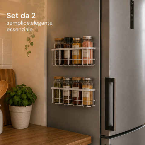 avilia home set 2 cestini magnetici multiuso in acciaio organizer portaoggetti salvaspazio a griglia installazione senza fori portata max 5 kg ean 8052879011979
