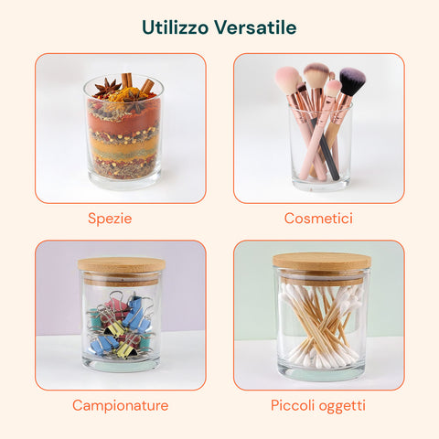 avilia set 15 barattoli in vetro per candele da 170 ml con coperchio in bambu ean 8056819053593