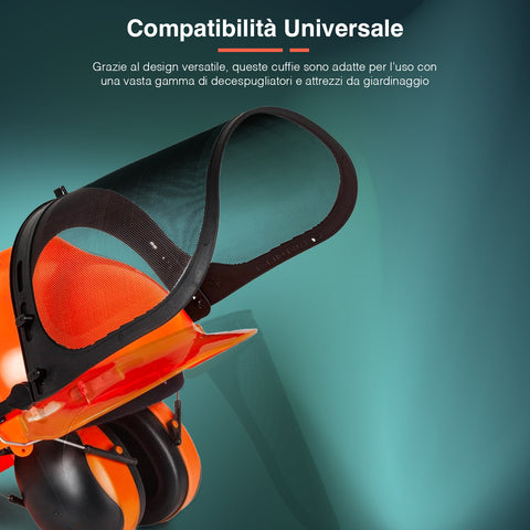 Cuffie Antirumore Con Visiera Per Decespugliatore - Protezione SNR 22dB, Regolabile, 41x26x10cm - Foto 3