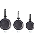 pensofal set 3 padelle antiaderenti 18 22 26 cm in alluminio per induzione e gas ean 8020173085798