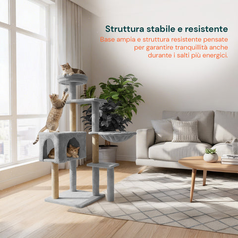 puppy lovers tiragraffi per gatti 120 cm con cuccia e amaca multilivello varie colorazioni ean 8054806950542