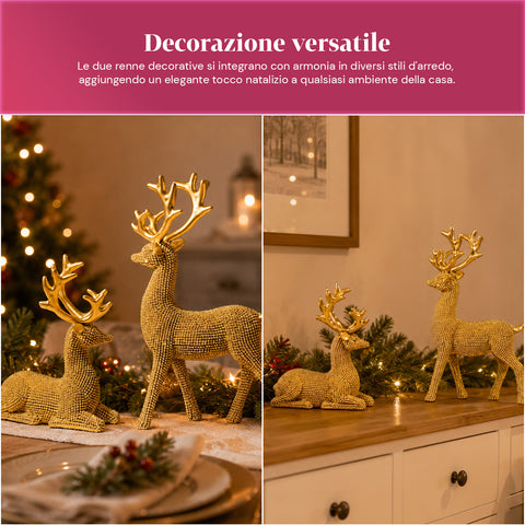 saint joy renne natalizie dorate set 2 pezzi in resina distesa ed eretta ean 8050043127983