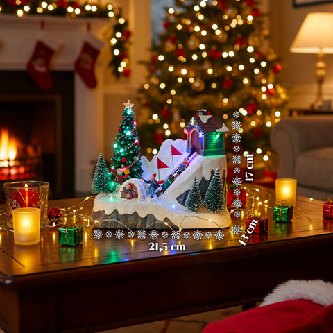 saint joy villaggio di natale animato glimmerpine con luci led musica e pista in movimento ean 8050043127464