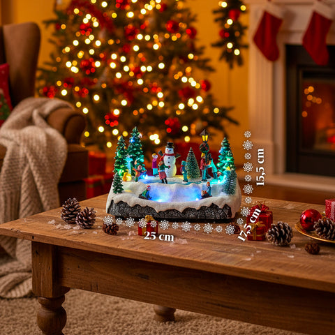 saint joy villaggio di natale animato silentpark con luci led musica e pattinatori in movimento ean 8050043127495