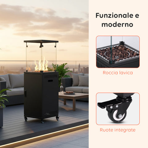 wintem caminetto a gas da esterno con roccia lavica e ruote 12kw ean 8052286432114