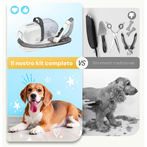 Kit per Toelettatura e Aspirazione Vuoto per Animali Domestici, Tosatore Rasoio Kit per Toelettatura e Aspirazione Vuoto per Animali Domestici, Tosatore Rasoio