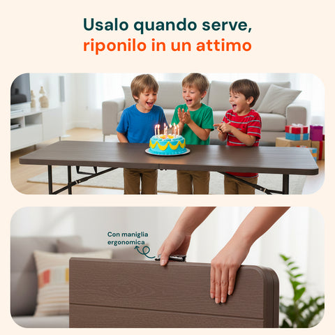 zendea tavolo pieghevole richiudibile a valigetta portatile effetto rattan in resina pp ean 8050030810614