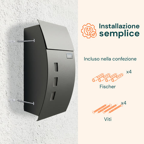 avilia home cassetta postale a muro moderna in acciaio inox con finestra nome e 2 chiavi ean 8052879011153