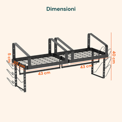 avilia home organizer da parete con 12 ganci per pentole coperchi e utensili set 2 ean 8052879011047