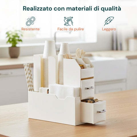 avilia home organizer porta capsule porta cialde 9 scomparti e 2 cassetti multiuso bianco ean 8052879011016
