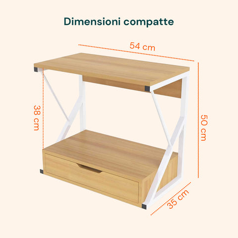 avilia home supporto microonde da cucina in legno con cassetto e ripiano superiore ean 8052879010781