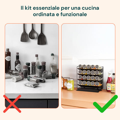 avilia portaspezie estraibile da armadietto con 20 barattoli in vetro ed etichette ean 8056819053562