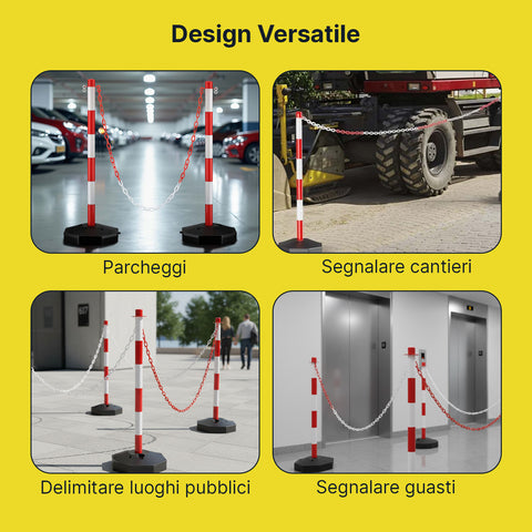 daimann paletti segnaletici con catena 2 metri set 4 colonnine ben visibili ean 8056590070499