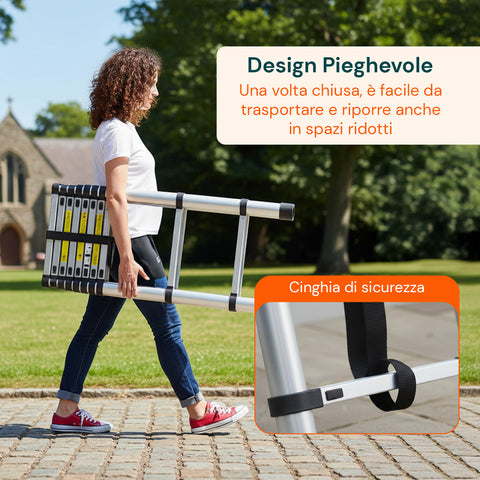 daimann scala telescopica professionale 13 gradini in acciaio uso domestico e lavoro ean 8056590070628