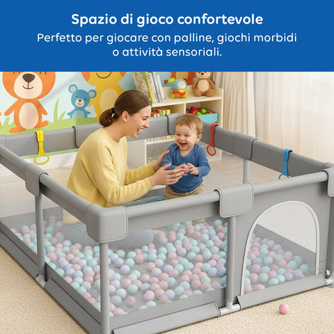 keiki box pieghevole per bambini con 100 palline e 4 anelli area gioco sicura ean 8056590110027