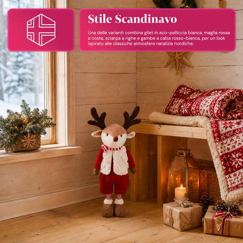 saint joy renna natalizia estendibile 45 80 cm con gambe telescopiche struttura in ferro 2 outfit scandinavo o country ean 8056819079593