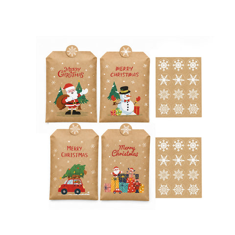 saint joy sacchetti natalizi set 24 bustine in carta kraft con adesivi ean 8050043128126