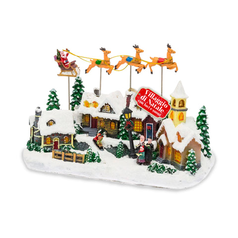 saint joy villaggio di natale animato frostvale con luci led musica e slitta in movimento ean 8050043127440