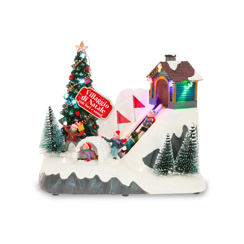 Villaggio di Natale Animato GlimmerPine con Luci LED, Musica e Pista in Movimento