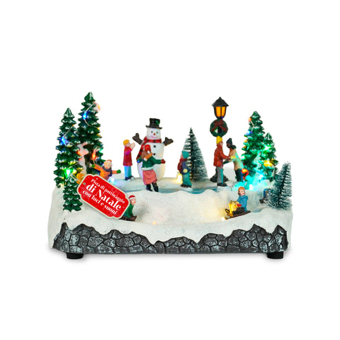 saint joy villaggio di natale animato silentpark con luci led musica e pattinatori in movimento ean 8050043127495