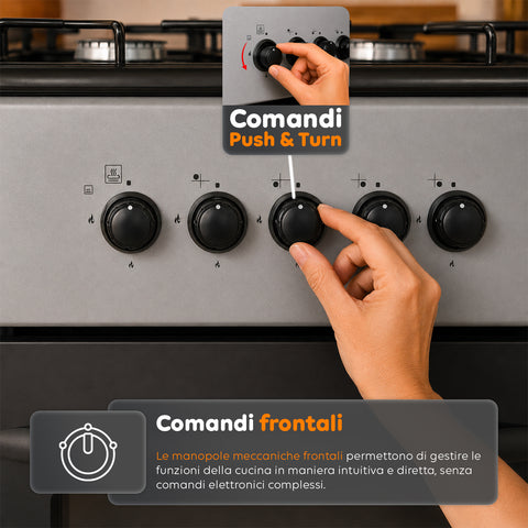 wintem cucina a gas 50x50 cm con forno a gas 49 litri 4 fuochi di diversa potenza valvole di sicurezza e coperchio ean 8056819078930