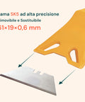 Lama SK5 ad alta precisione rimovibile e sostituibile 61x19x0,6mm per taglio netto ed efficace su vetri