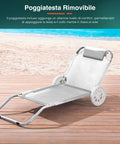 Lettino Reclinabile Pieghevole con Schienale Regolabile, Ruote, Cuscino e Struttura Leggera Ean-8023755054328
