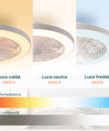 Sistema luce calda, neutra e fredda regolabile da 3000K a 6500K, temperatura e luminosità completamente personalizzabile