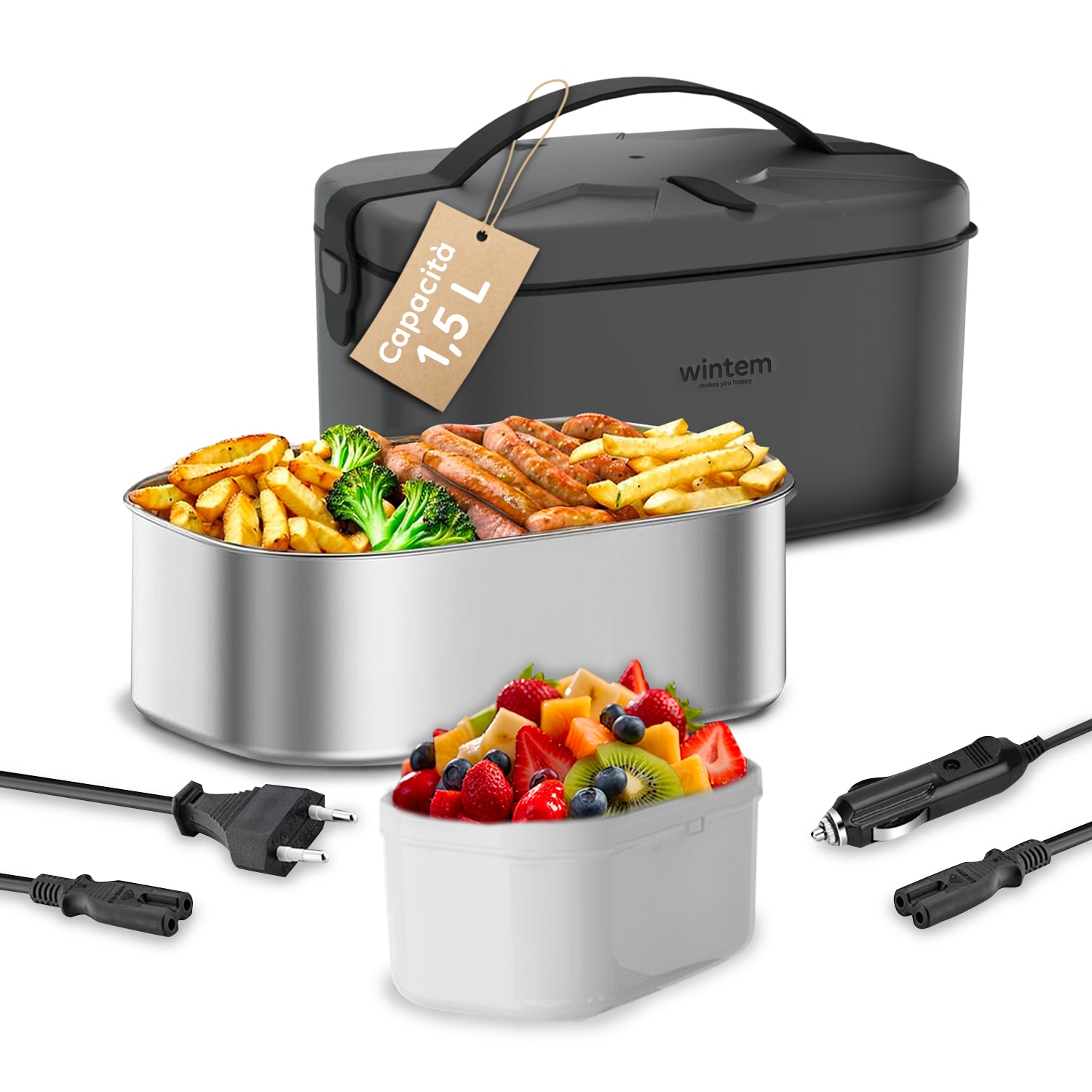 Lunchy+ 3 In 1 Scaldavivande Elettrico 80w: Casa, Auto e Ufficio