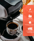 Macchina caffè con potenza 1450W, serbatoio 0,6L, funzione stand-by automatica e compatibile con cialde e capsule