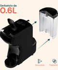Serbatoio da 0,6L rimovibile e trasparente per facile riempimento e controllo del livello dell'acqua della caffettiera
