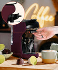 Adattatori per capsule e cialde, macchina viola versatile e compatibile con tutti i formati per caffè espresso perfetto