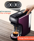 Scegli tra espresso corto o lungo con design facile e intuitivo, pulsanti touch per controllo semplice e preciso
