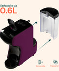 Serbatoio da 0,6L rimovibile e trasparente per facile riempimento e controllo del livello dell'acqua della caffettiera