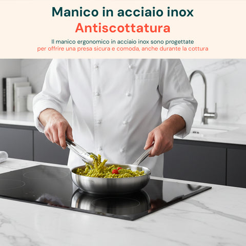 Saltapasta Chef 32 cm – Alluminio Satinato Naturale – Full Induction