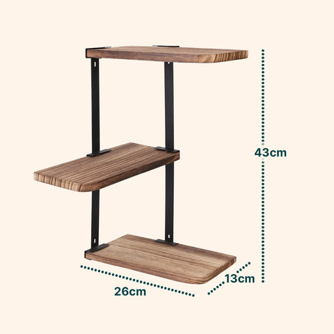 Scaffale a Muro 3 Ripiani da 3Kg Max – Stile Rustico con Design Modulare