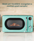 Microonde Staylux Verde Retrò 700W ideale per riscaldare, scongelare e cucinare piatti semplici, design vintage anni '50 con finiture verde pastello perfetto per cucine moderne e funzionali