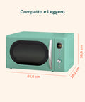 Microonde Staylux 17 Litri Verde compatto e leggero con dimensioni 45,6 x 26,2 x 36,6 cm, design salvaspazio perfetto per cucine piccole e appartamenti moderni