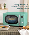 Microonde Staylux Design Anni '50 Verde Pastello con dettagli cromati, 17 litri di capacità ideale per pop corn e piatti pronti, perfetto per cucine in stile vintage