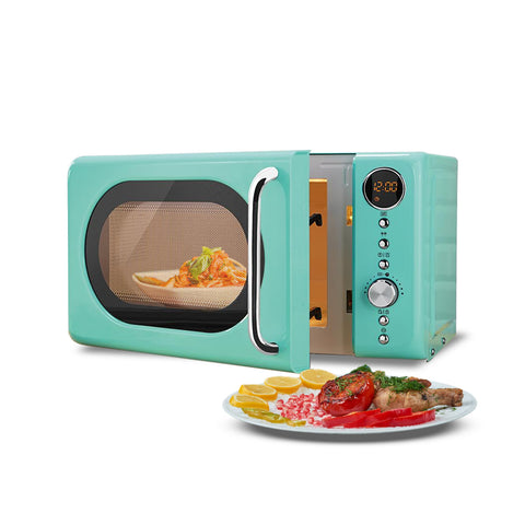 Microonde 17 Litri Stile Retrò Verde con 7 Programmi, Timer e Piatto Girevole