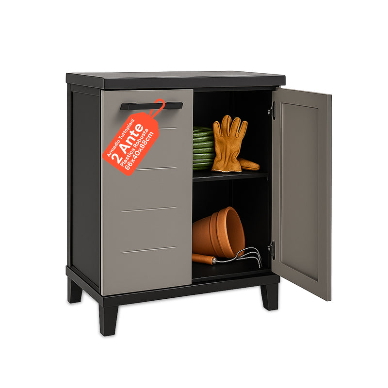 Mobile Basso Prime in Plastica Antiumidità 66x40x88 cm per Spazi Ristretti