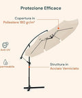Ombrellone da Giardino 300 cm con Braccio Decentrato, Manovella e Tessuto Impermeabile Ean 8023755051617