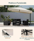 Ombrellone da Giardino 300 cm con Braccio Decentrato, Manovella e Tessuto Impermeabile Ean 8023755051617