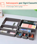 Organizer salvaspazio per ogni cassetto che organizza con efficienza e riduce l'ingombro in cucina, bagno, ufficio o garage