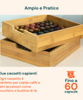 Avilia Organizer Porta Capsule/Cialde Caffè in Bambù con 2 Cassetti Multiuso Salvaspazio Ean 8056819052695