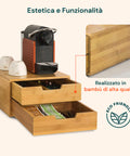 Avilia Organizer Porta Capsule/Cialde Caffè in Bambù con 2 Cassetti Multiuso Salvaspazio Ean 8056819052695