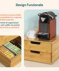 Avilia Organizer Porta Capsule/Cialde Caffè in Bambù con 2 Cassetti Multiuso Salvaspazio Ean 8056819052695
