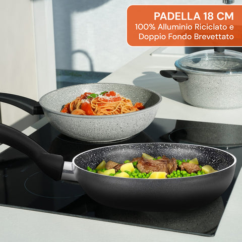 Padella Antiaderente Effetto Pietra in Alluminio – Ø16/18/26 cm