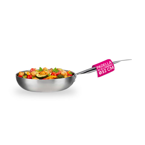 Padella Svasata Alta in Alluminio con Manico Inox – Vari Formati